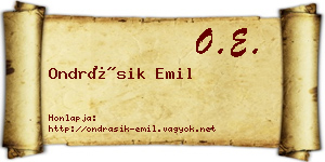 Ondrásik Emil névjegykártya